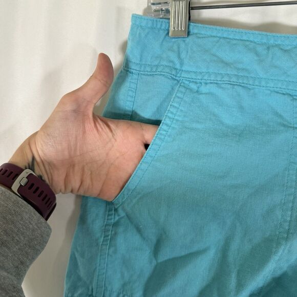 Banana Republic Linen Blend Shorts Women's 4 Blue Button Zip Drawstring Pockets - Picture 4 of 9